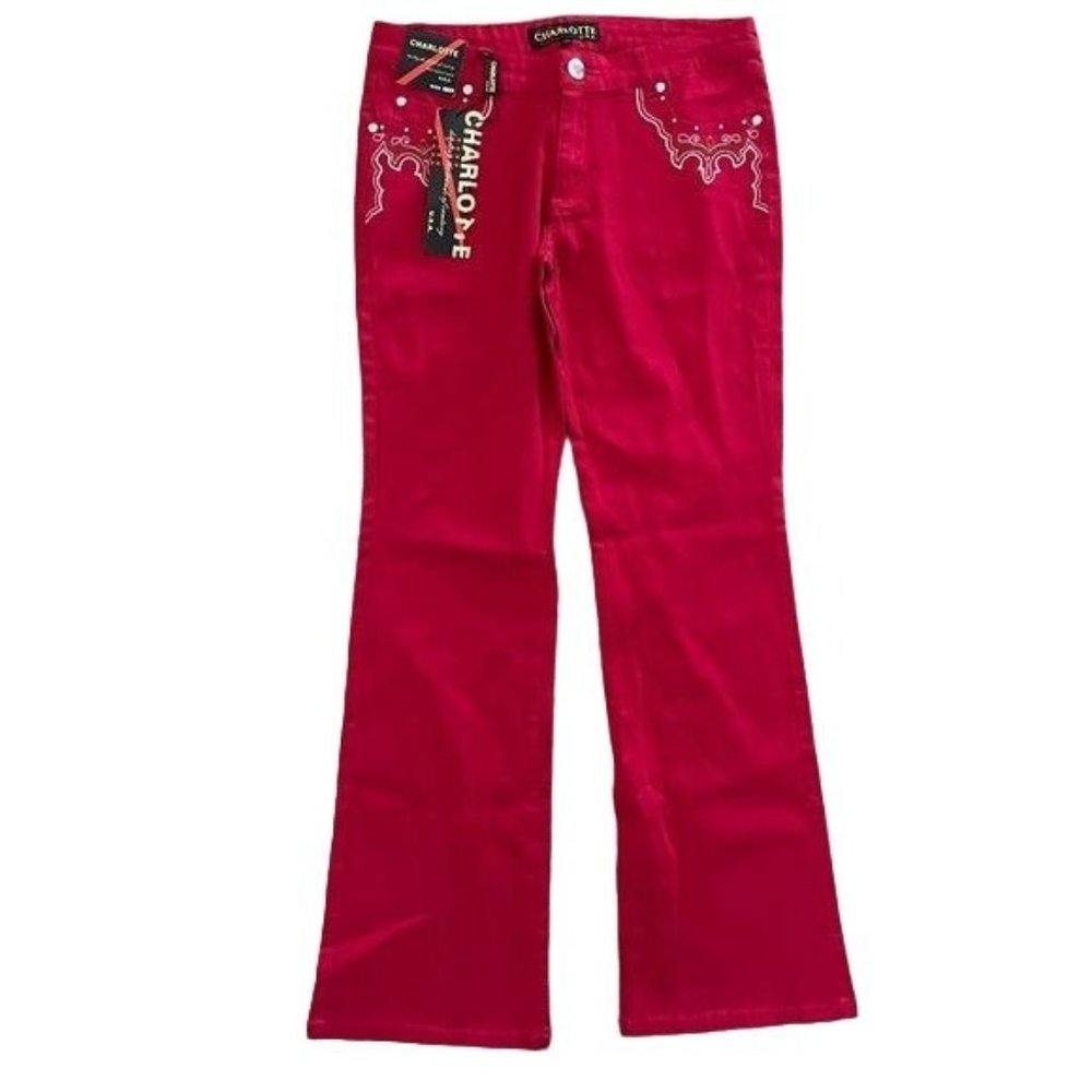 Charlotte USA Red Jeans, Western, Rodeo, Embellished